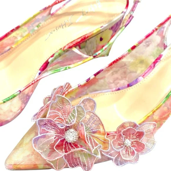 Betsey Johnson Women's PETRA Floral Slingback Heels - Pink Size 8 - Picture 3 of 15